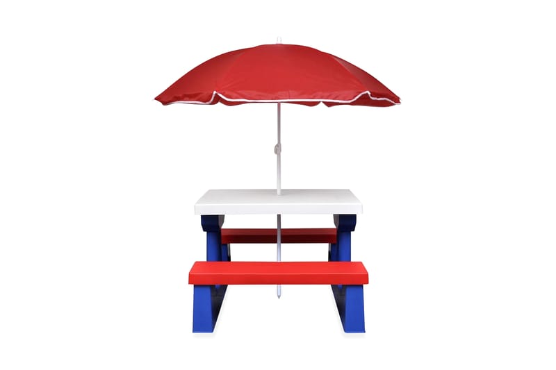 Barns piknikbord med benker og parasoll flerfarget - Flerfarget - Parasoller