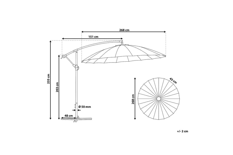 Calabria Ii Parasoll 235 cm - Grå - Hagemøbler & utemiljø - Solbeskyttelse - Parasoller