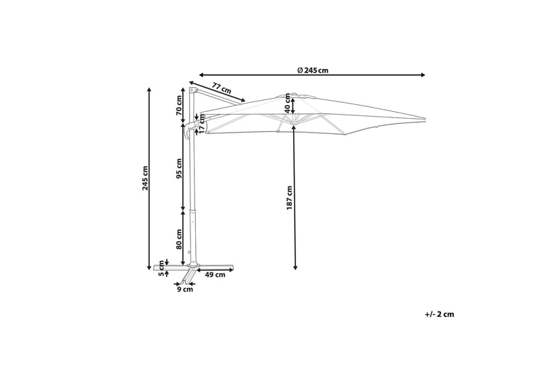 Calimera Hengende parasoll 245 cm - Grønn/Svart - Hagemøbler & utemiljø - Solbeskyttelse - Parasoller - Hengeparasoll