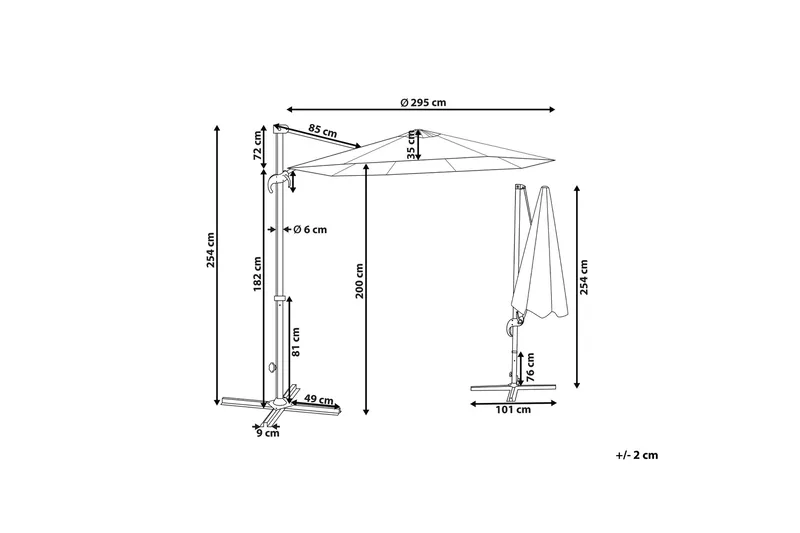 Calimera Hengende parasoll 295 cm - Grønn/Svart - Hagemøbler & utemiljø - Solbeskyttelse - Parasoller - Hengeparasoll