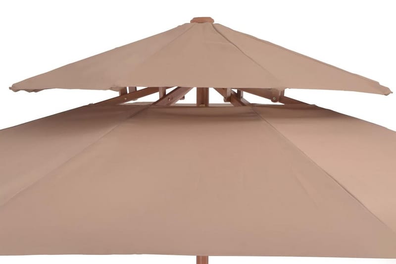 Dobbel parasoll med trestang 270 cm gråbrun - Rosa|Beige - Parasoller
