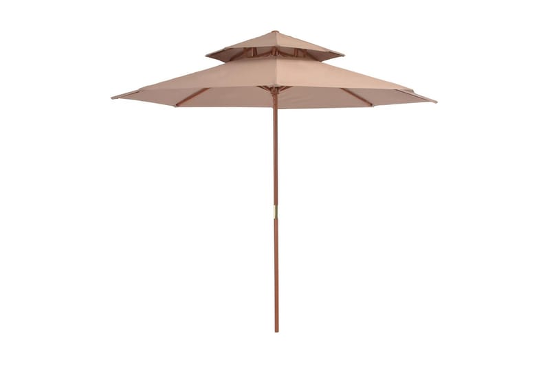 Dobbel parasoll med trestang 270 cm gråbrun - Rosa|Beige - Parasoller