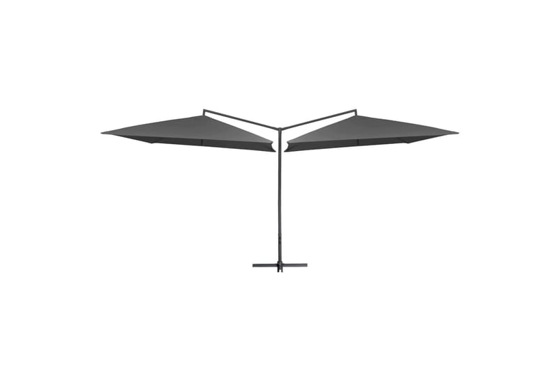 Dobbel parasoll med stålstang 250x250 cm antrasitt - Grå - Parasoller