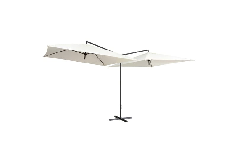 Dobbel parasoll med stålstang 250x250 cm sandhvit - Hvit - Parasoller