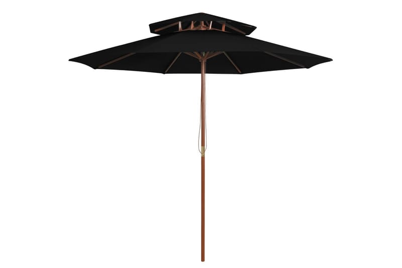 Dobbel parasoll med trestang 270 cm svart - Svart - Parasoller