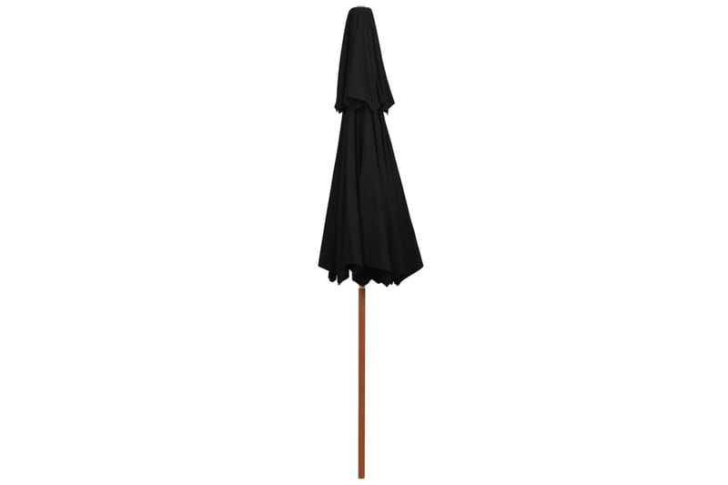 Dobbel parasoll med trestang 270 cm svart - Svart - Parasoller