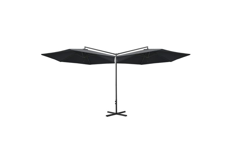 Dobbel parasoll med stålstolpe antrasitt 600 cm - Antrasittgrå - Parasoller