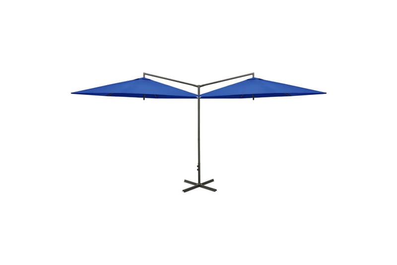 Dobbel parasoll med stålstolpe asurblå 600 cm - Blå - Parasoller