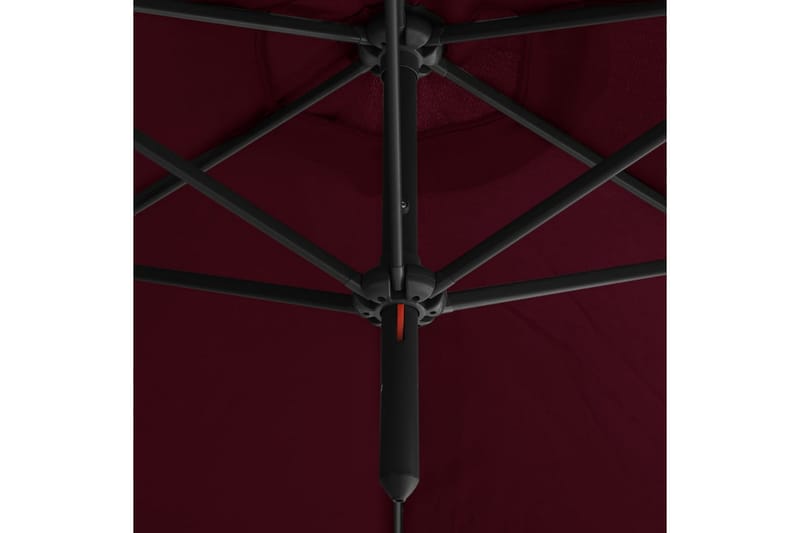 Dobbel parasoll med stålstolpe vinrød 600 cm - Rød - Parasoller