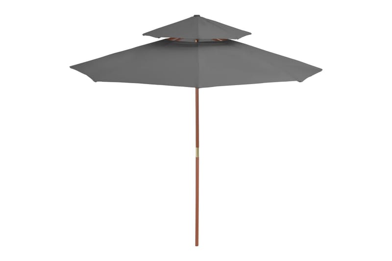 Dobbel parasoll med trestang 270 cm antrasitt - Grå|Svart - Parasoller