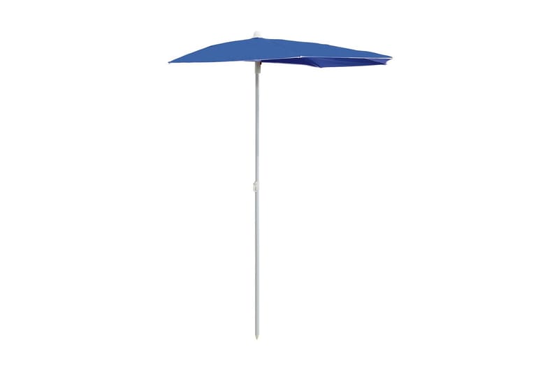 Halvrund parasoll med stang 180x90 cm asurblå - Blå - Parasoller
