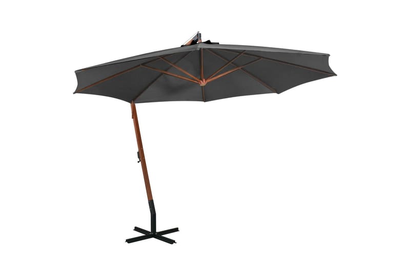 Hengende parasoll med stolpe antrasitt 3,5x2,9 m heltre gran - Antrasittgrå - Hengeparasoll