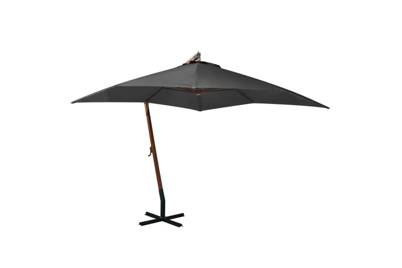 Hengende parasoll med stolpe antrasitt 3x3 m heltre gran - Antrasittgrå - Hengeparasoll