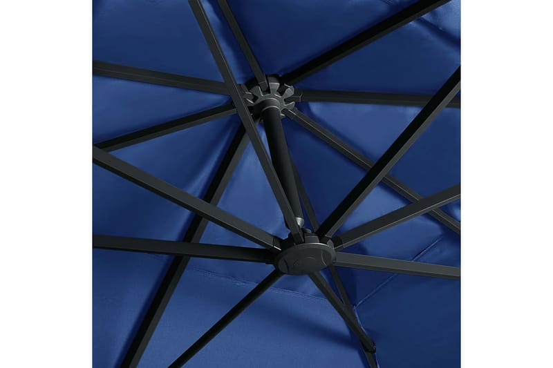 Hengeparasoll m. LED-lys & aluminiumsstang 400x300cm asurblå - Blå - Hengeparasoll
