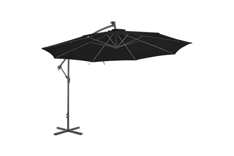 Hengeparasoll med aluminiumsstang 350 cm svart -   - Hengeparasoll
