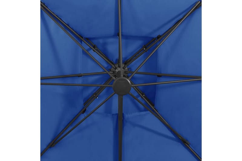 Hengeparasoll med dobbel topp 300x300 cm asurblå - Blå - Hengeparasoll