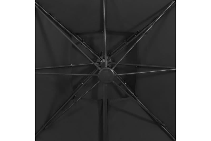 Hengeparasoll med dobbel topp 300x300 cm svart - Svart - Hengeparasoll
