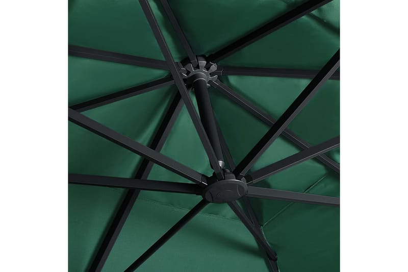 Hengeparasoll med LED-lys og aluminiumsstang 400x300cm grønn - Grønn - Hengeparasoll
