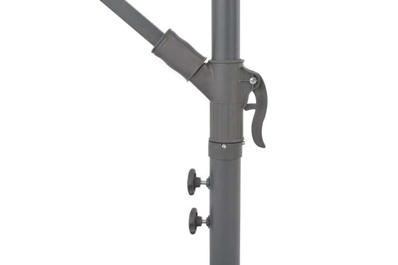 Hengeparasoll med LED-lys og stålstang 300 cm gråbrun - Hengeparasoll