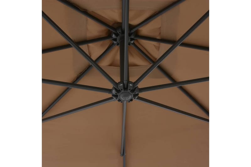 Hengeparasoll med stålstang 300 cm gråbrun - Hengeparasoll