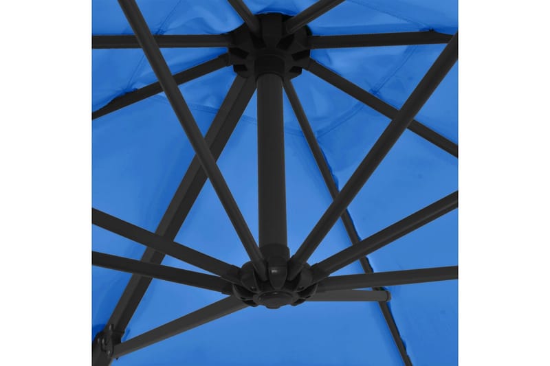 Hengeparasoll med stålstang asurblå 250x250 cm - Blå - Hengeparasoll