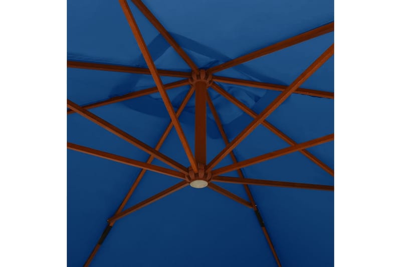 Hengeparasoll med trestang 400x300 cm asurblå - Blå - Hengeparasoll