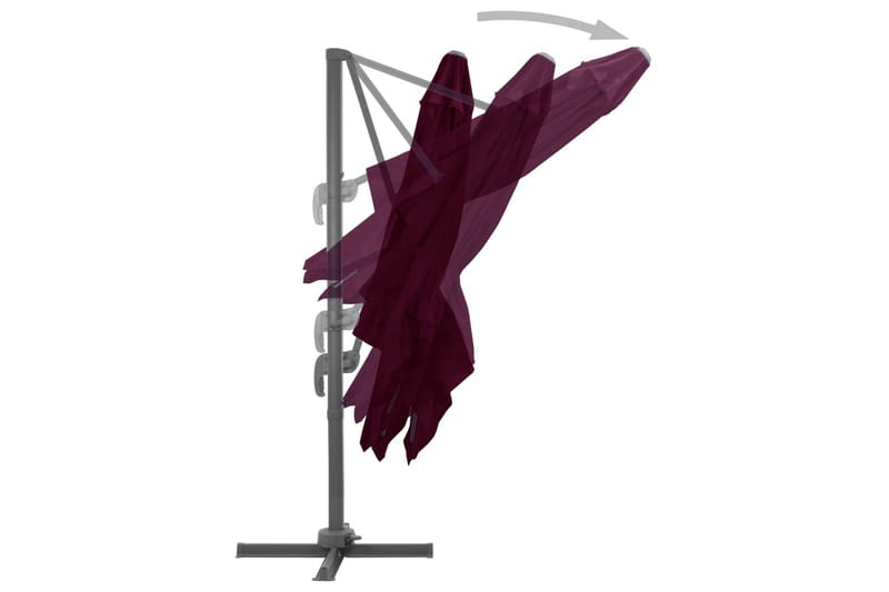Hengeparasoll med aluminiumsstang vinrød 300x300 cm - Rød - Parasoller