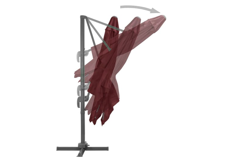 Hengeparasoll med aluminiumsstang vinrød 400x300 cm - Rød - Parasoller