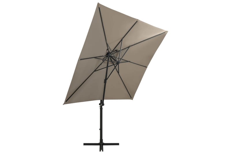 Hengeparasoll med stang og LED-lys 250 cm gråbrun - Taupe - Parasoller