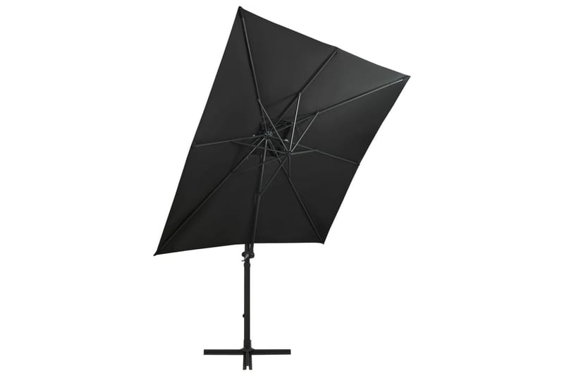 Hengeparasoll med stang og LED-lys 250 cm svart - Svart - Parasoller