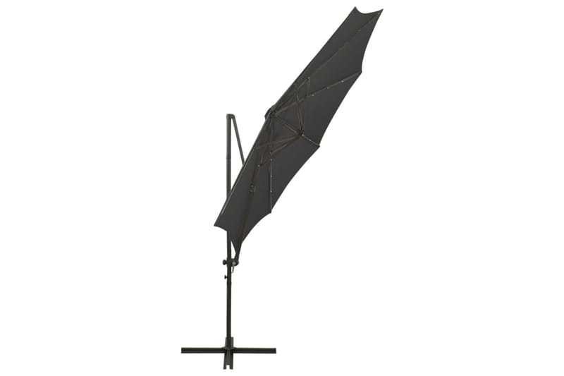 Hengeparasoll med stang og LED-lys 300 cm antrasitt - Antrasittgrå - Parasoller