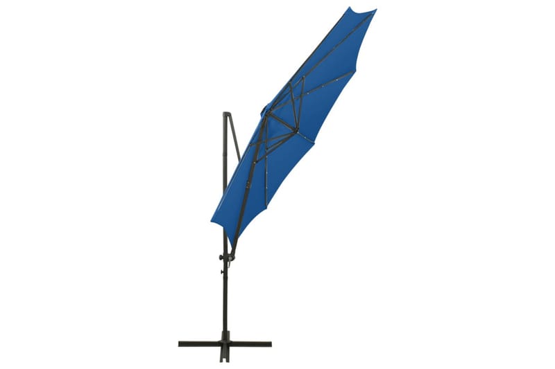 Hengeparasoll med stang og LED-lys 300 cm asurblå - Blå - Parasoller