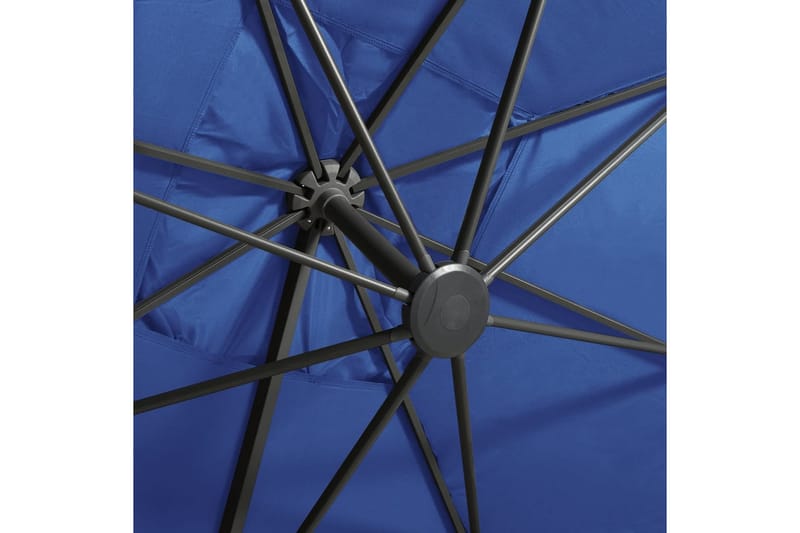 Hengeparasoll med stang og LED-lys 300 cm asurblå - Parasoller