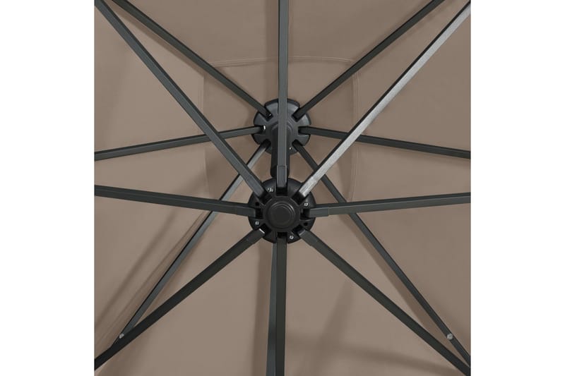 Hengeparasoll med stang og LED-lys 300 cm gråbrun - Taupe - Parasoller