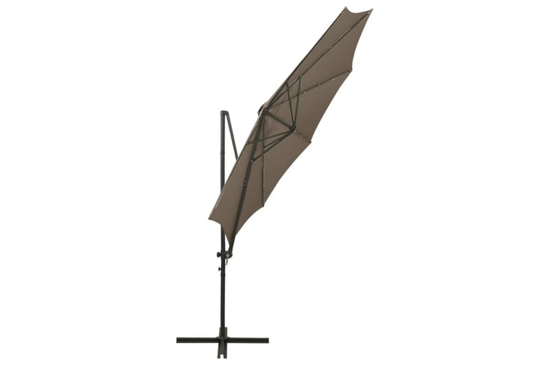Hengeparasoll med stang og LED-lys 300 cm gråbrun - Taupe - Parasoller