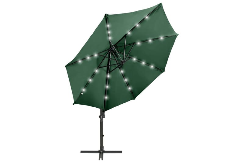 Hengeparasoll med stang og LED-lys 300 cm grønn - Grønn - Parasoller