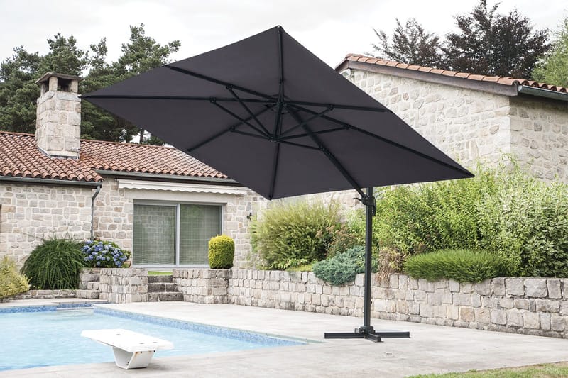 Miami Parasoll Frittstående 3×3 m - Grå - Hagemøbler & utemiljø - Solbeskyttelse - Parasoller - Hengeparasoll