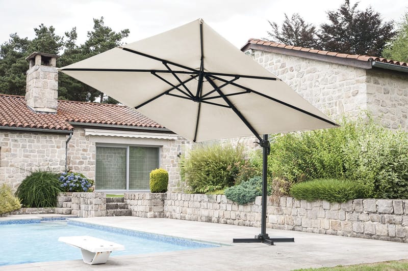 Miami Parasoll Frittstående 3×3 m - Sand - Hagemøbler & utemiljø - Solbeskyttelse - Parasoller - Hengeparasoll