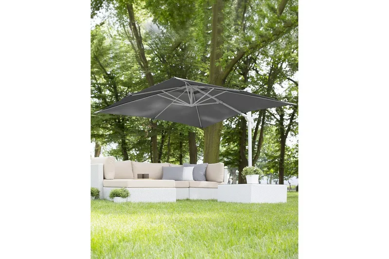 Paraply Monza - Grå, hvit - Hagemøbler & utemiljø - Solbeskyttelse - Parasoller - Hengeparasoll