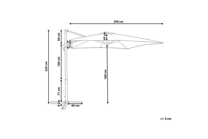 Paraply Monza - Grå, hvit - Hagemøbler & utemiljø - Solbeskyttelse - Parasoller - Hengeparasoll