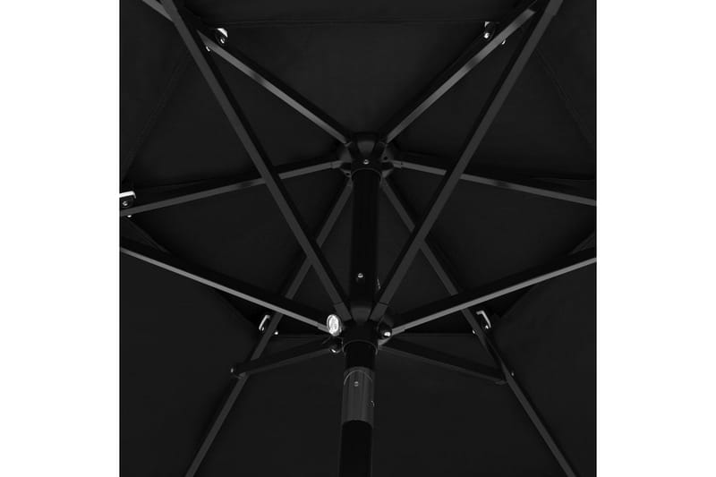 Parasoll med aluminiumsstang 3 nivåer 2,5 m svart - Parasoller