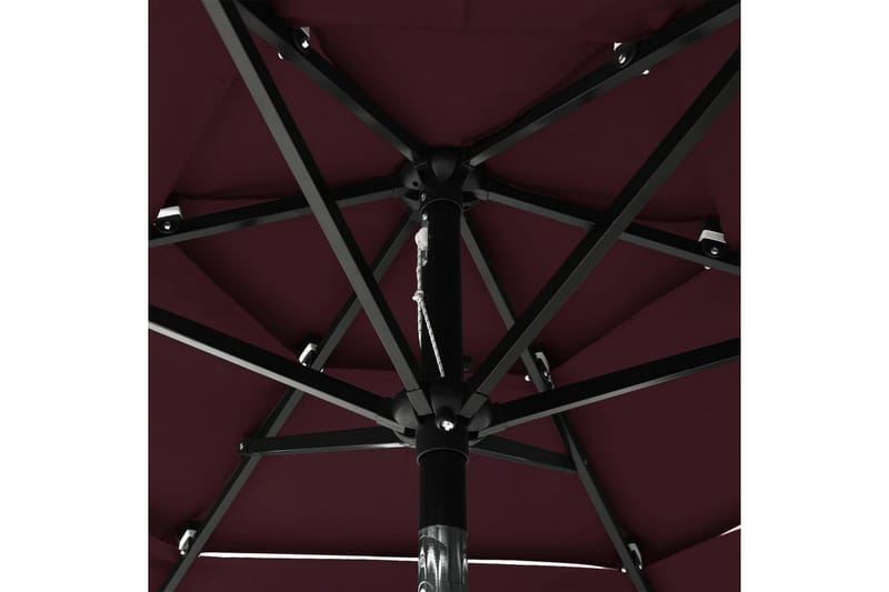 Parasoll med aluminiumsstang 3 nivåer 2 m vinrød - Parasoller