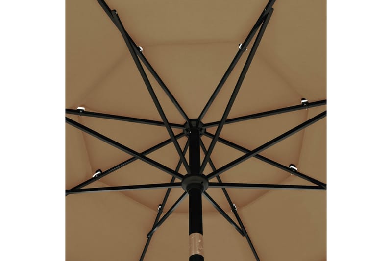 Parasoll med aluminiumsstang 3 nivåer 3,5 m gråbrun - Parasoller