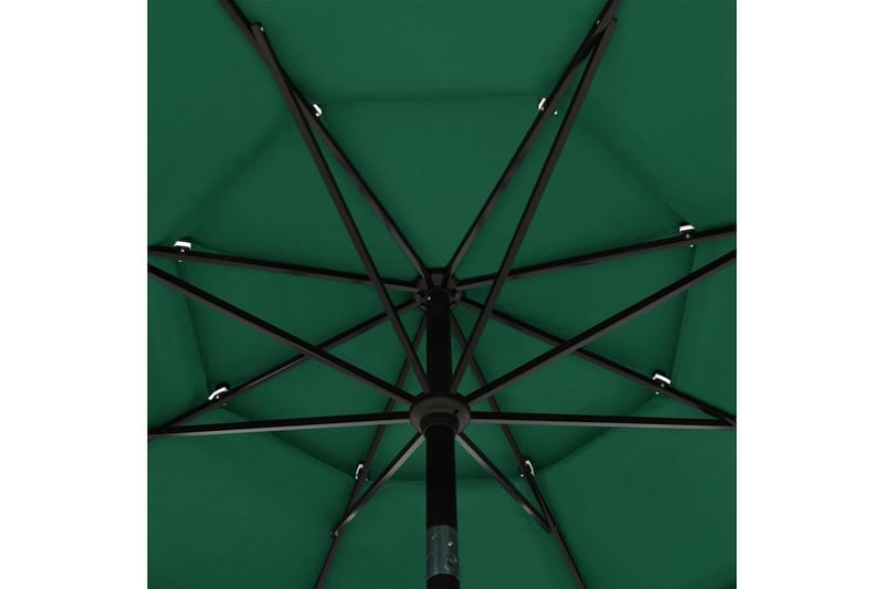 Parasoll med aluminiumsstang 3 nivåer 3,5 m grønn - Parasoller