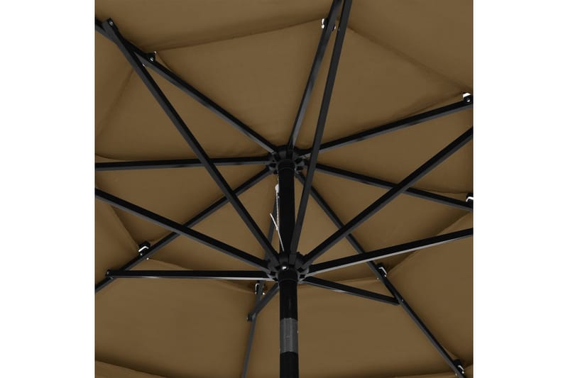 Parasoll med aluminiumsstang 3 nivåer 3 m gråbrun - Parasoller