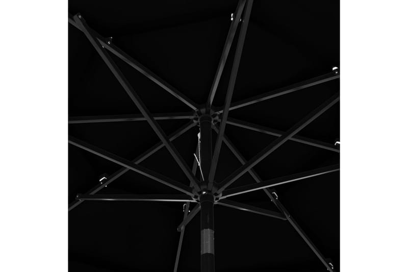 Parasoll med aluminiumsstang 3 nivåer 3 m svart - Parasoller
