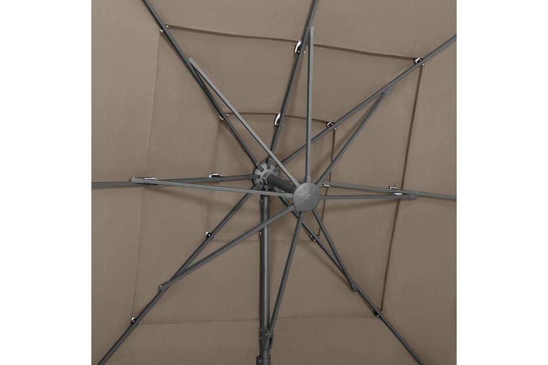 Parasoll med aluminiumsstang 4 nivåer 250x250 cm gråbrun - Taupe - Parasoller