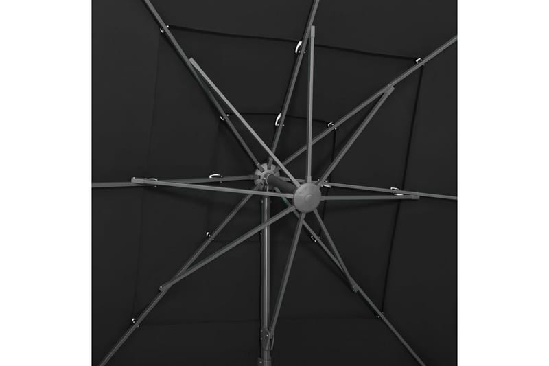 Parasoll med aluminiumsstang 4 nivåer 250x250 cm svart - Svart - Parasoller