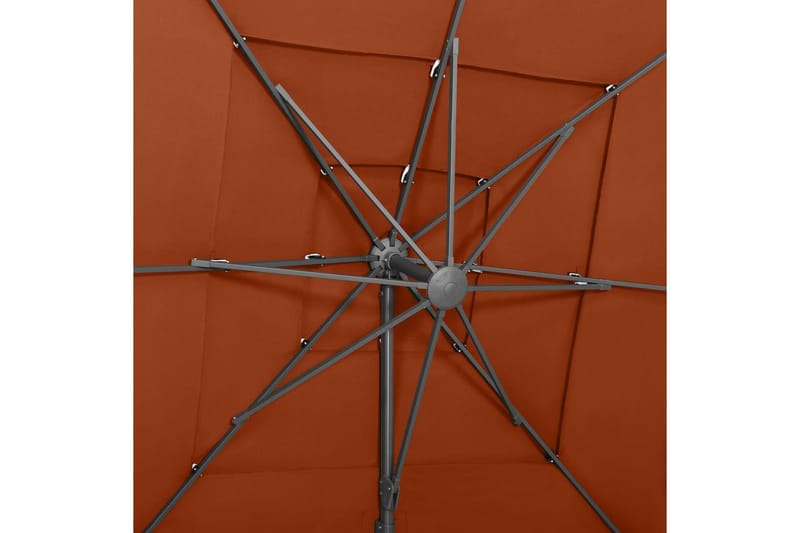 Parasoll med aluminiumsstang 4 nivåer 250x250 cm terrakotta - Rød - Parasoller