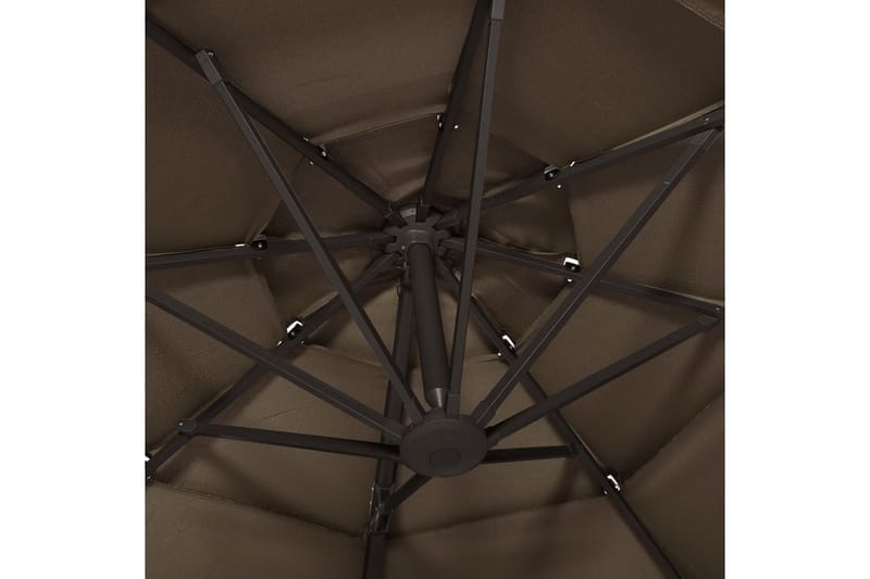 Parasoll med aluminiumsstang 4 nivåer 3x3 m gråbrun - Taupe - Parasoller